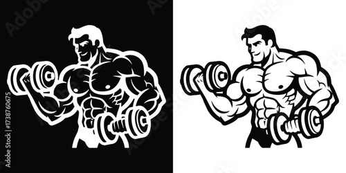 Powerful athlete lifting weights in the gym for fitness and strength training