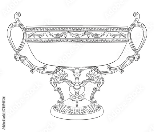 Abstract baroque design element vintage vase vector illustration