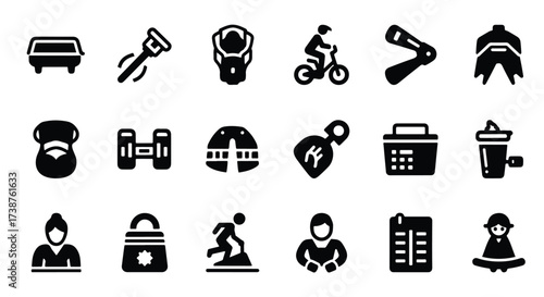 Collection of fitness and sports icons silhouette for health and activity themes  - Basic icon for website design, logo, app, template, ui, infographic