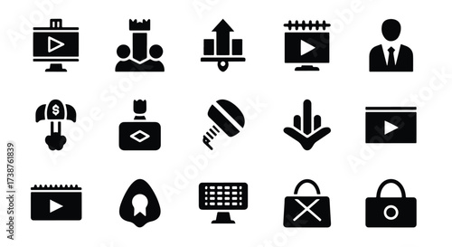 Collection of business and marketing icons for presentations and digital content creation  - Basic icon for website design, logo, app, template, ui, infographic