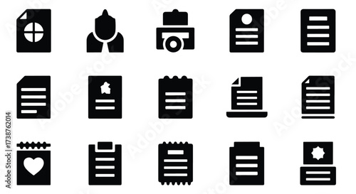 Collection of document and file icons for digital use and presentations  - Basic icon for website design, logo, app, template, ui, infographic