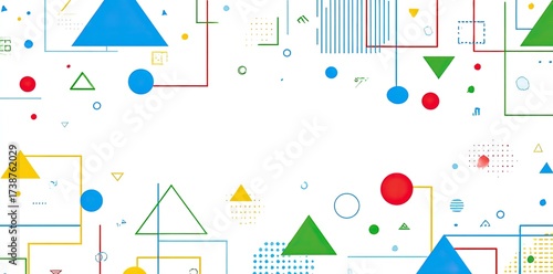 Abstract Geometric Shapes Pattern In Bright Colors