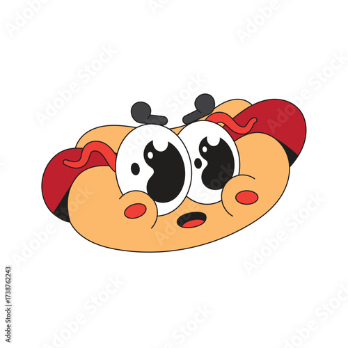 Cute hot dog mascot logo kawaii character cartoon icon illustration