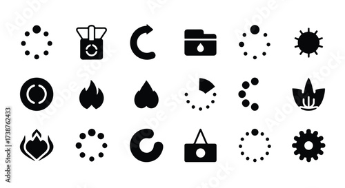 Collection of diverse loading spinners and icons for web and app user interface design  - Basic icon for website design, logo, app, template, ui, infographic