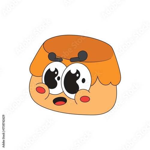 Cute Pudding mascot logo kawaii character cartoon icon illustration