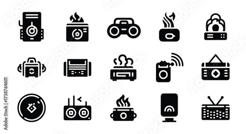 Collection of vintage appliance icons representing home comfort and nostalgia  - Basic icon for website design, logo, app, template, ui, infographic