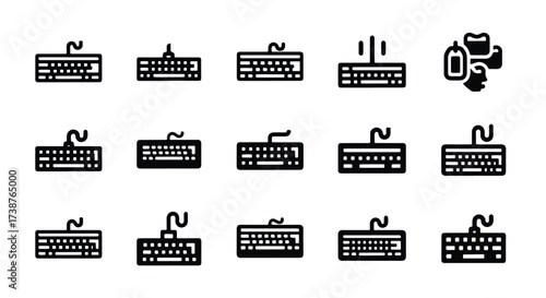 Collection of keyboard icons diverse designs input devices technology digital communication tools  - Basic icon for website design, logo, app, template, ui, infographic