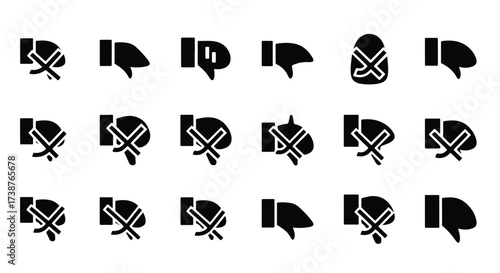 Collection of thumbs down icons various styles for negative feedback and disapproval social media  - Basic icon for website design, logo, app, template, ui, infographic