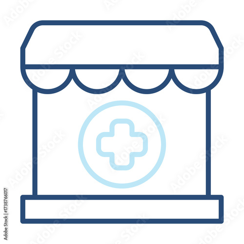 Pharmacy Icon Color Outline Style. Vector Illustration Design