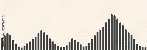 Vector background featuring a smooth, minimalist bar graph or audio wave visualization in dark gray on a light beige backdrop. Ideal for data analysis, business reports, and abstract technology themes