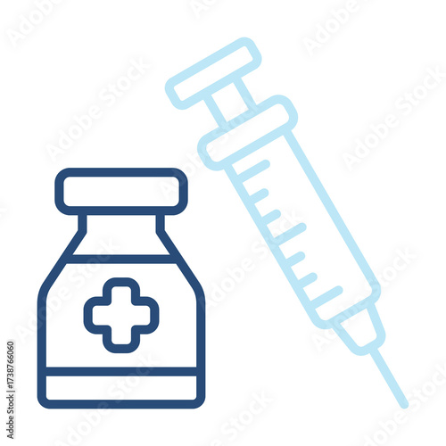 Vaccination Icon Color Outline Style. Vector Illustration Design