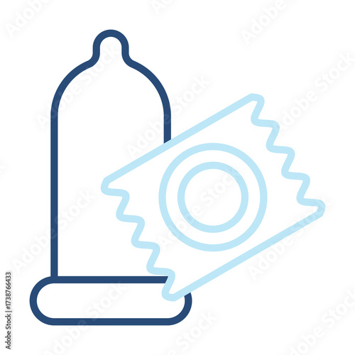 Condom Icon Color Outline Style. Vector Illustration Design