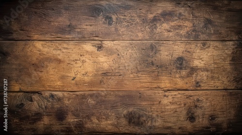 Wood Texture | Rustic Brown Wood Planks Texture with Dark Vignette Edges Overhead Shot