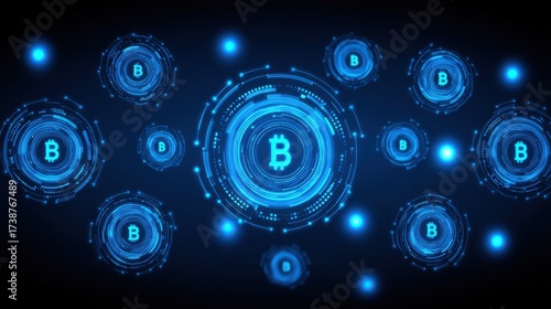 Wallpaper Mural Cryptocurrency Hub: a captivating visual representation of interconnected digital currency, conveying the intricate nature of the digital economy, ideal for tech, finance, and blockchain projects. Torontodigital.ca