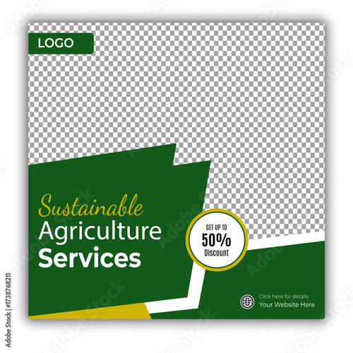 Agriculture, lawn and gardening services social media post banner template design