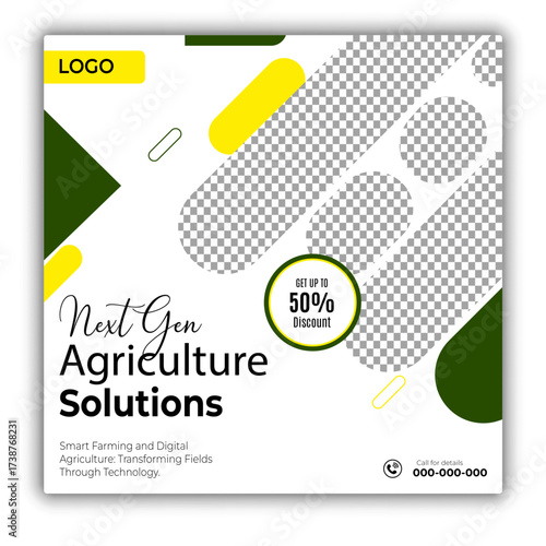 Agriculture, lawn and gardening services social media post banner template design