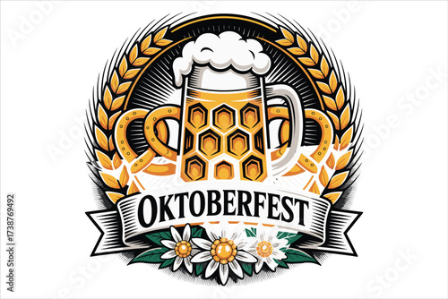 Oktoberfest Party Design Beer Stein and Festive Typography