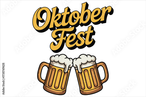 Oktoberfest Party Design Beer Stein and Festive Typography