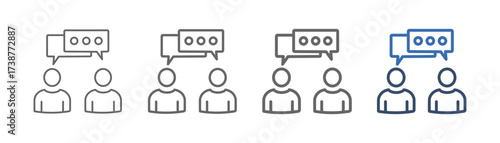 
outline icon set advisory with conversation design and two people