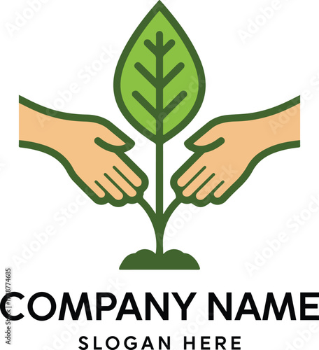  Iconic image of two hands gently cradling and protecting a young, prominently-leaved plant, symbolizing collective stewardship, environmental conservation, and dedicated care for growth