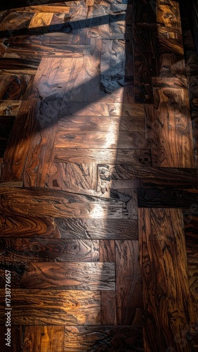 Sunlit Wooden Floor A Study in Light and Shadow.
