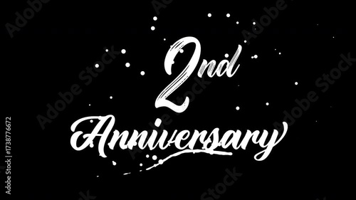 2nd anniversary text animation white particles effect. suitable for celebrating special occasions, invitations, anniversary cards and social media. Includes alpha channel for any background.