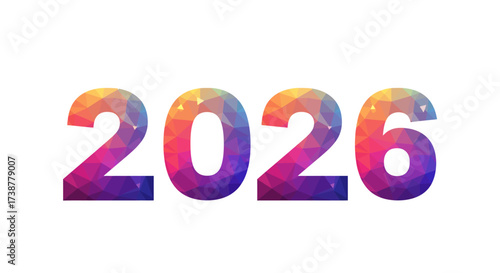 Colorful Polygon Number 2026 Illustration for the Year