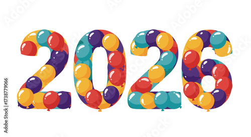 Colorful Balloon Numbers 2026 for New Year Celebration