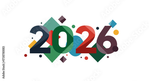 Vibrant 2026 New Year Design with Geometric Shapes