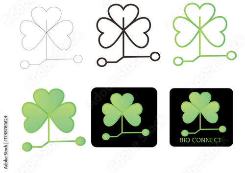 Innovative Clover Leaf Logo Design for Bio-Tech Companies Representing Growth and Connectivity in the Digital Economy