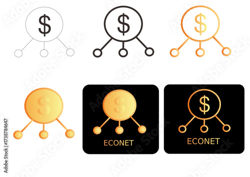 Economic Network Icon Set A Collection of Business and Financial Vector Illustrations