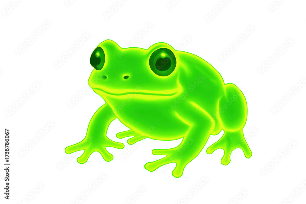 Obraz premium Green glowing frog illustration on transparent background