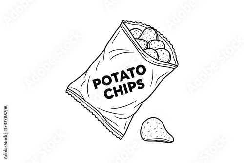 Potato Chips Bag with Single Chip