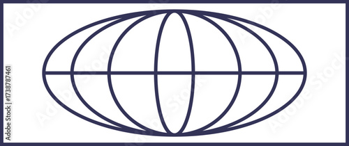Elliptical globe outline with intersecting lines