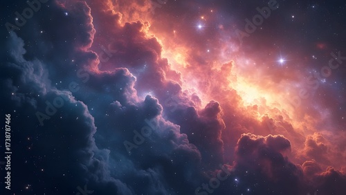 Cosmic Cloudscape, Vibrant Nebula with Stars