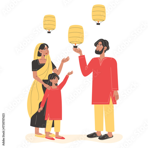 Family lighting paper lanterns