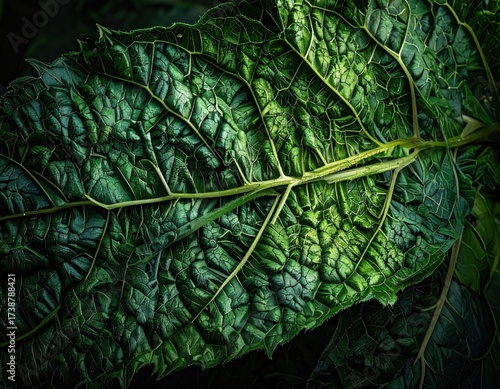 Textured Green Leaf CloseUp A Study in Natural Patterns.