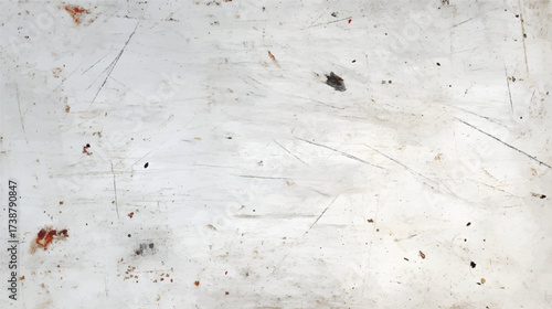 A textured white surface with scratches and black marks.