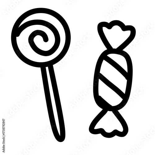 Hallowen line art collection (lollipop & candy)