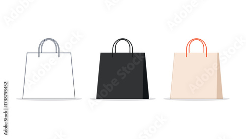 Vector art of shopping bag in three different styles