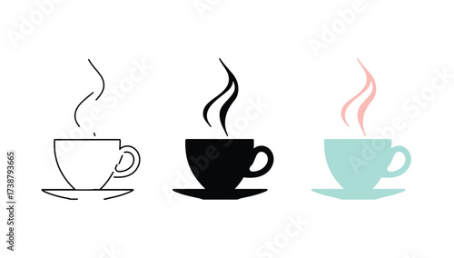 Vector art of three cups of coffee in different styles vector art