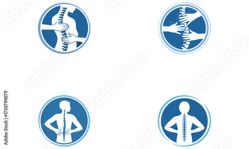 Spine and back pain medical icons with body posture and health care design 
