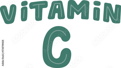 Green Vitamin C text with a large green C below