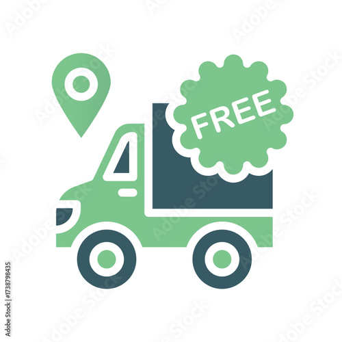 Green truck with pin and star icon