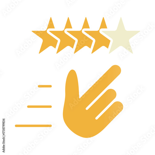Golden stars and a pointing hand graphic