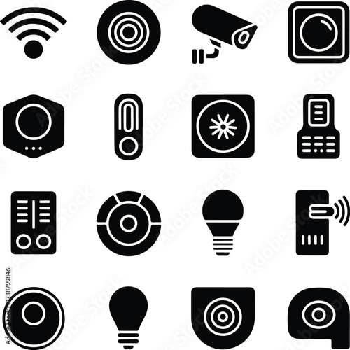 Solid Glyph Icons for Smart Home Automation and IoT Devices.