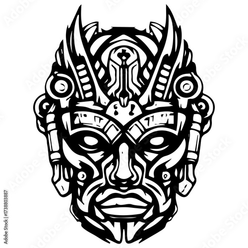 Tribal Mask Vector Design - Abstract Ethnic Face Illustration