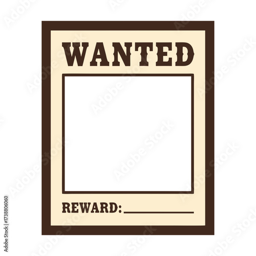blank wanted poster for reward or missing person announcement concept