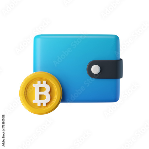 Turquoise Wallet with Golden Coin on Transparent Background Financial Wealth and Digital Currency with Clean Design