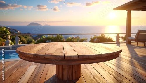 Terrace table at sunset.